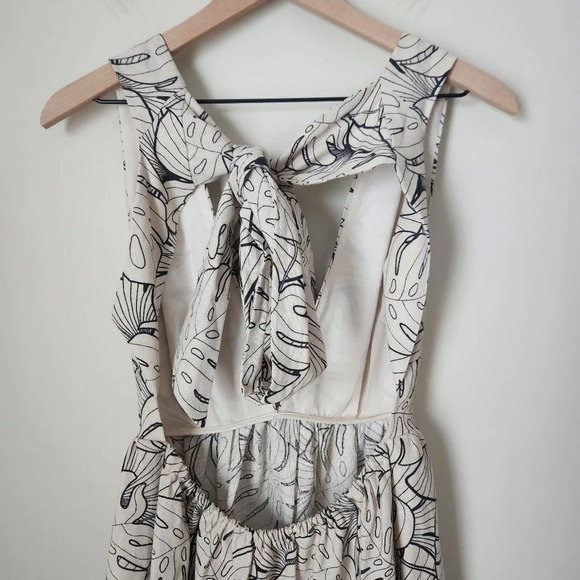 NWT House of Harlow 1960 | Linen Blend Tie Back Montsera Print Mini Dress - Sz S - Picture 7 of 12
